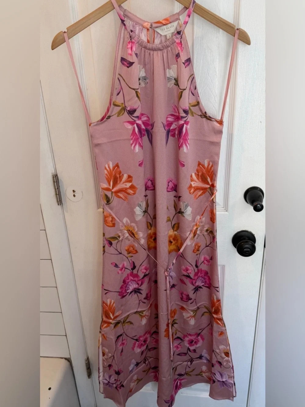 TED BAKER LONDON “Megarra” Rhubarb Halterneck Midi Dress - Picture 2 of 9